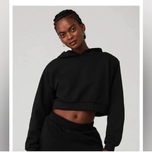 ALO Black Cropped Hoodie